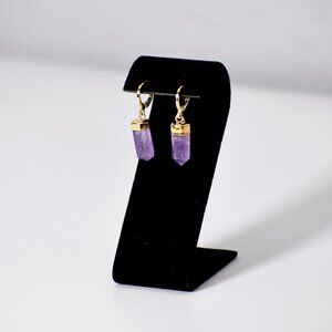 "Huggies" Amethyst Point Earrings (Leverback)